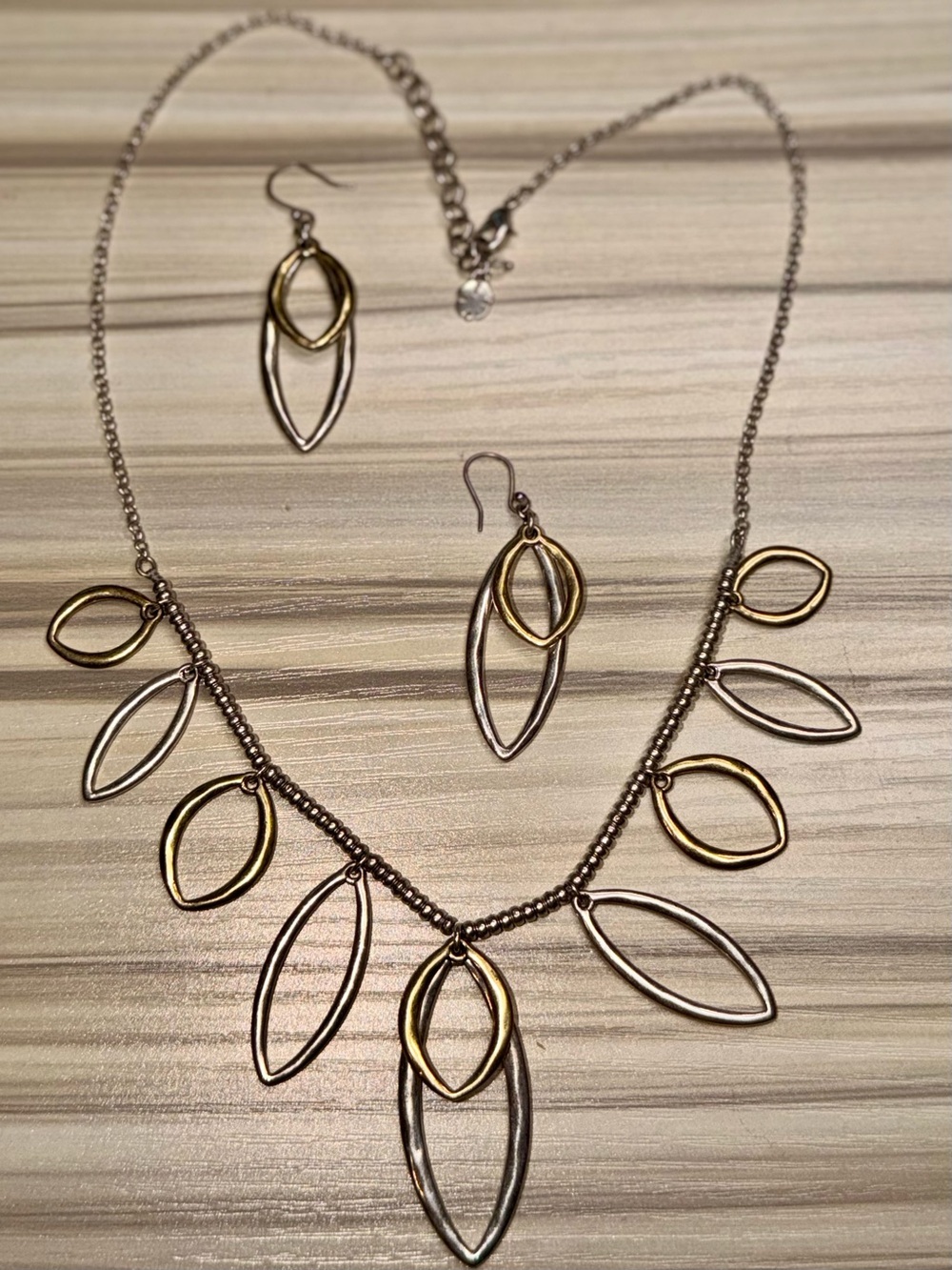 Lucky Brand Two-Tone Marquise Link Earrings - Gold & Silver - Picture 3 of 7
